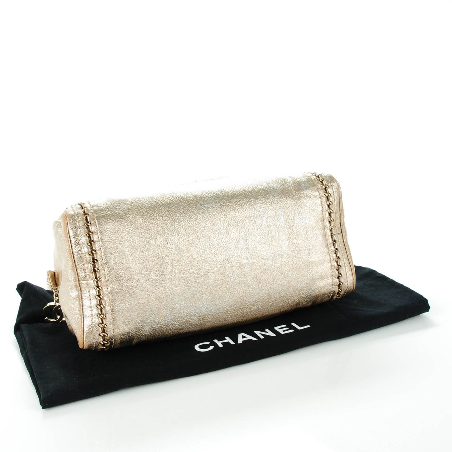 Metallic Goatskin Medium Luxe Ligne Bowler Gold