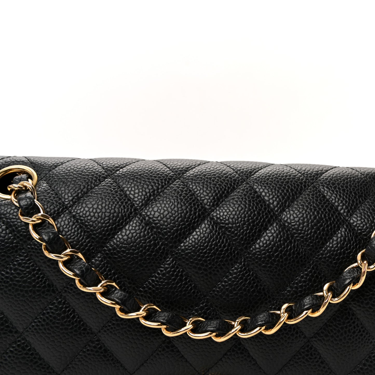 Caviar Quilted Medium Double Flap Black