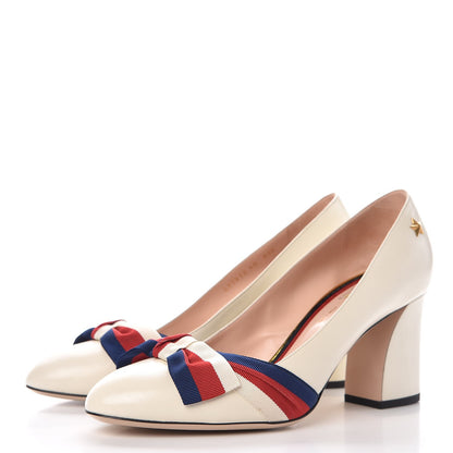 Gucci Malaga Kid Web Bow Pumps 40 White 3 of 9