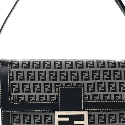 Fendi Zucchino Baguette Shoulder Bag Navy 7 of 11