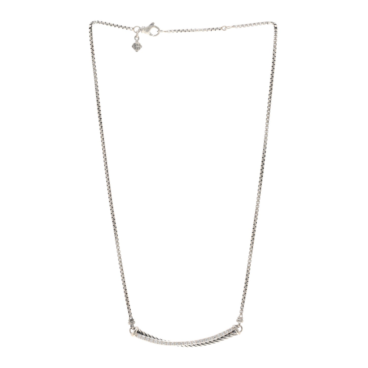 Sterling Silver Diamond Crossover Bar Necklace