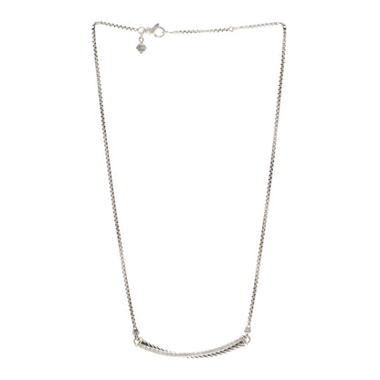 David Yurman Sterling Silver Diamond Crossover Bar Necklace 3 of 5