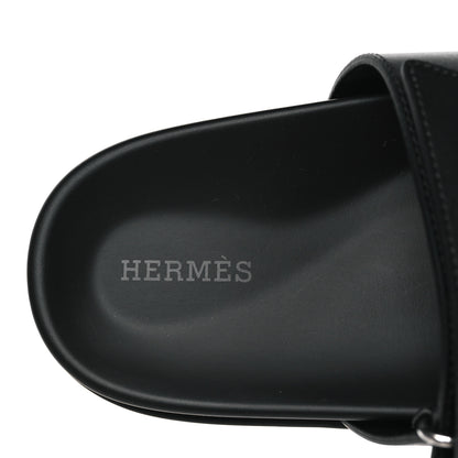 Hermes Calfskin Womens Chypre Sandals 38.5 Black 7 of 9