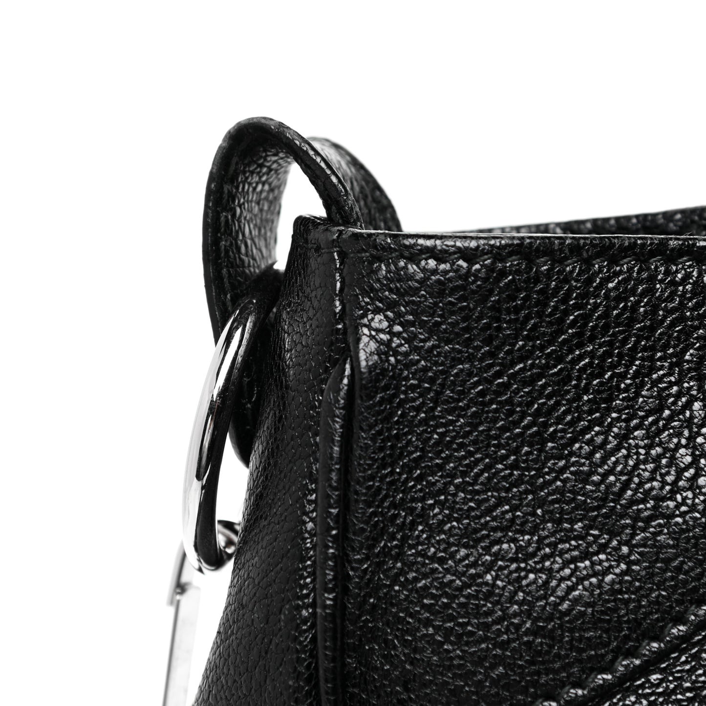 Chevre Silver Metallic Edge Hardware Velo Black