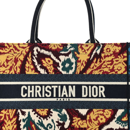 Christian Dior Canvas Embroidered Paisley Medium Book Tote Blue Multicolor 8 of 10