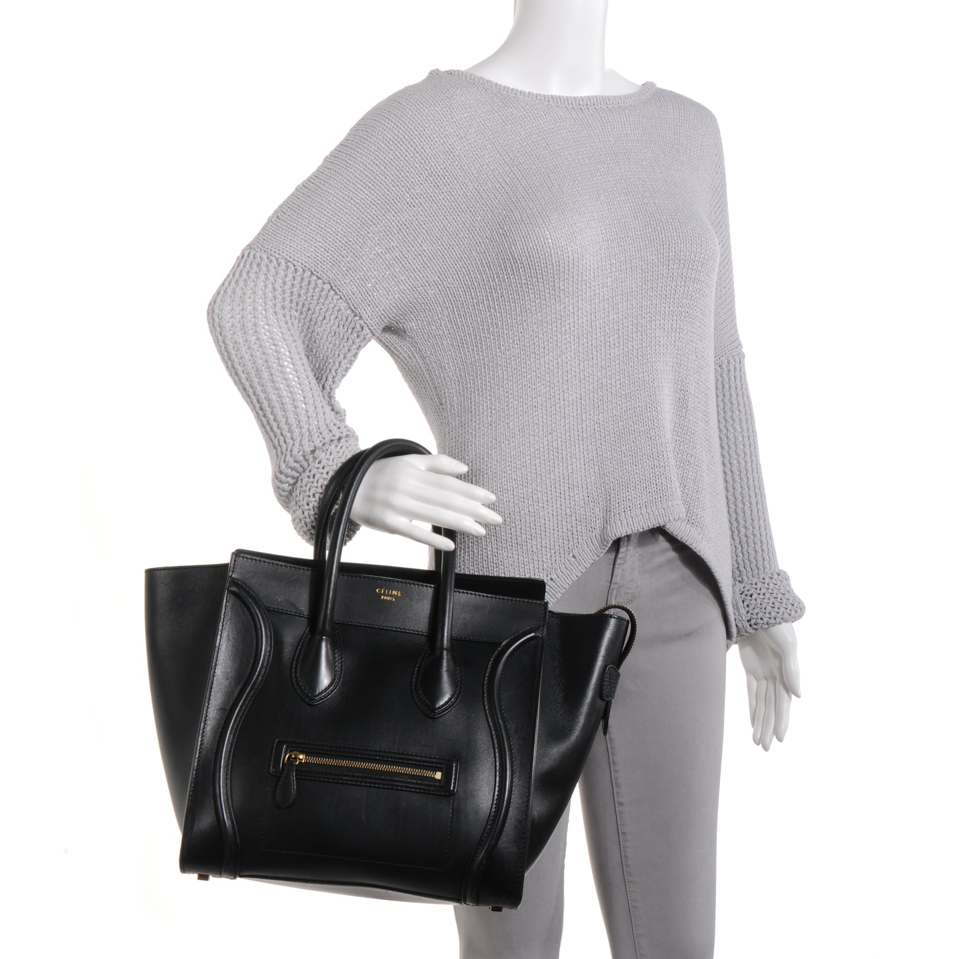 Celine Palmelato Leather Mini Luggage Black 2 of 9