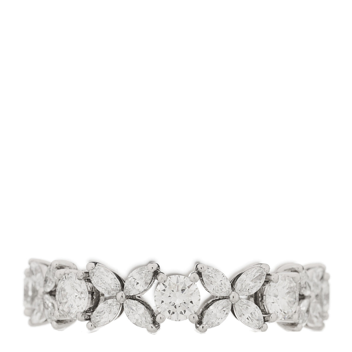 Tiffany Platinum Diamond Victoria Alternating Band Ring 56 7.75 1 of 5