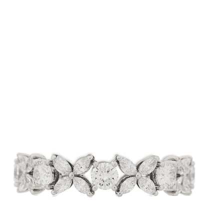Tiffany Platinum Diamond Victoria Alternating Band Ring 56 7.75 1 of 5