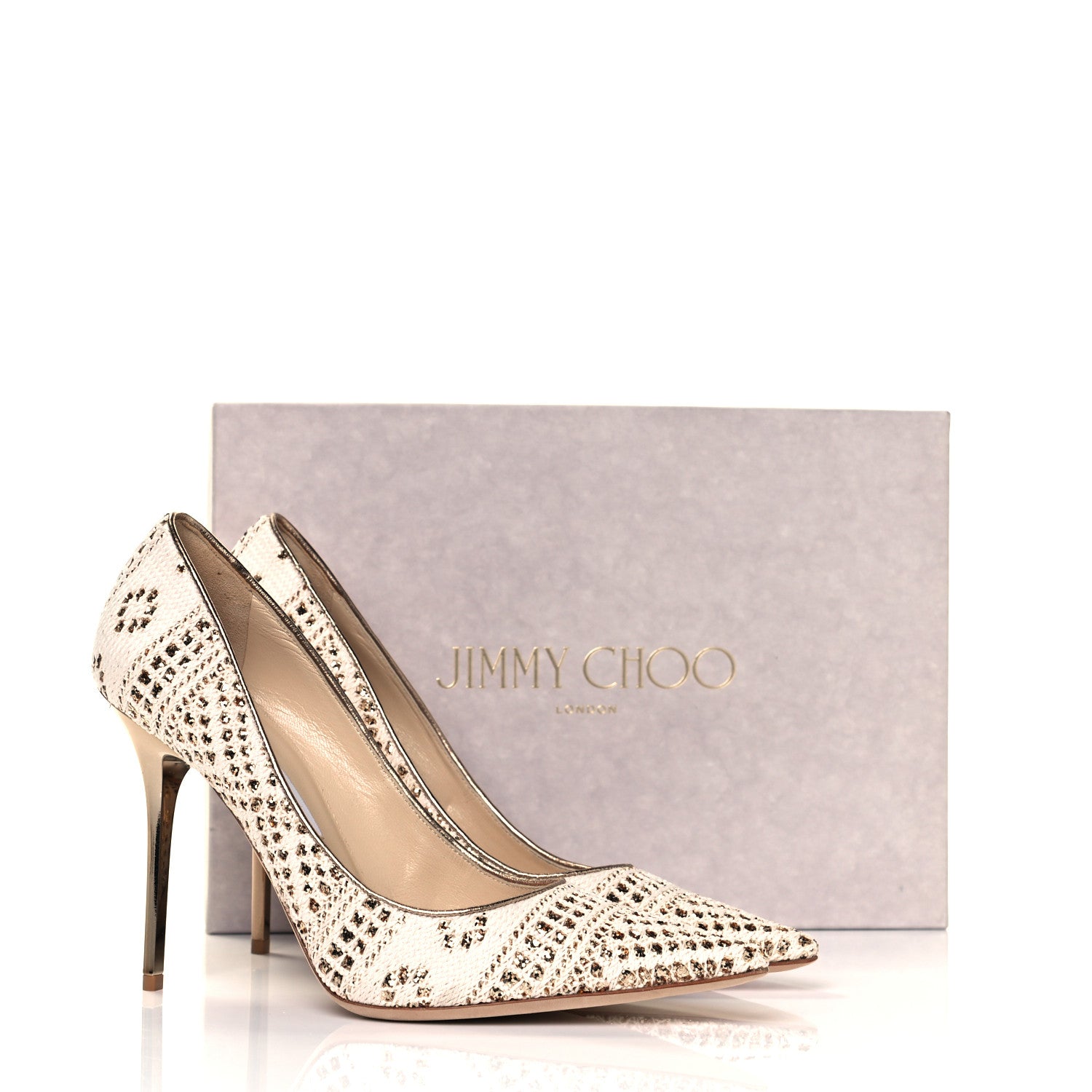 Jimmy Choo Metallic Crochet Glitter Abel 100 Pumps 41 Off White 8 of 8