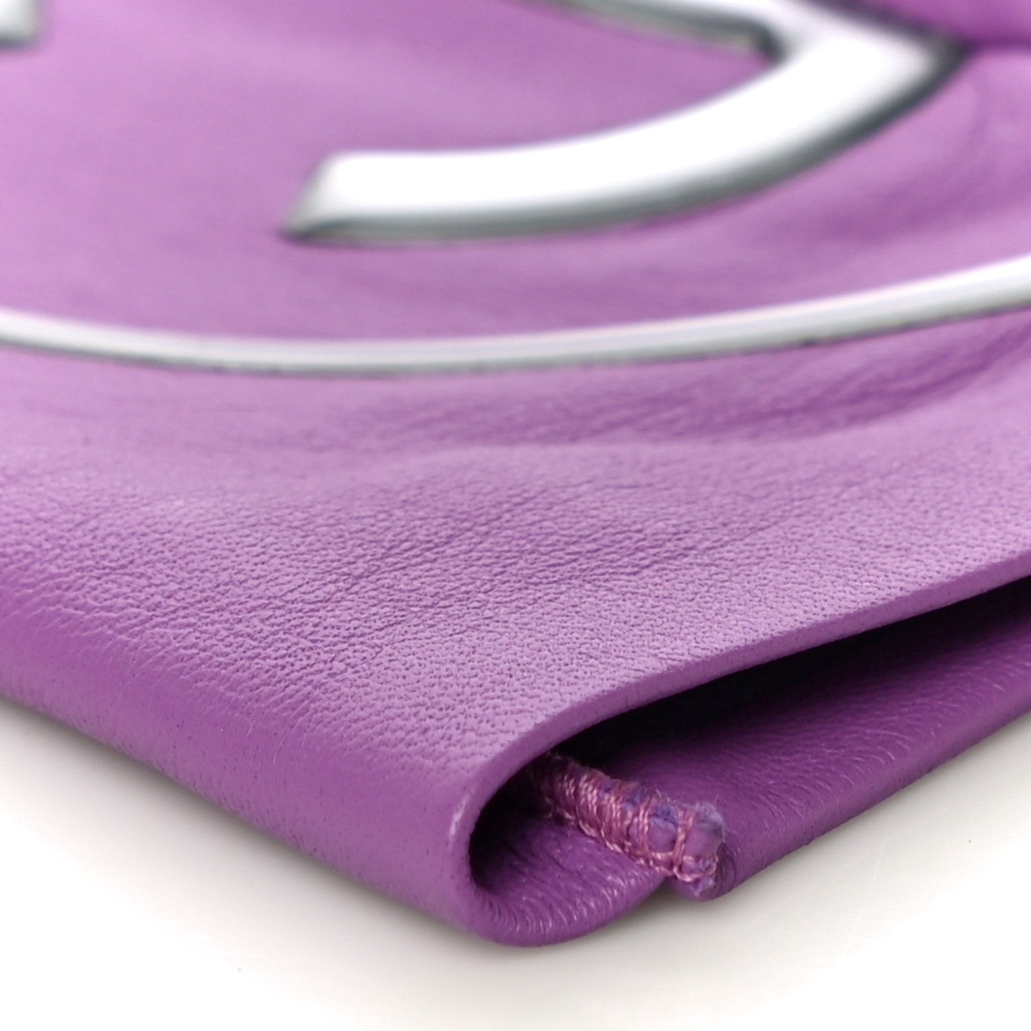Chanel Lambskin CC Fingerless Gloves 7.5 Purple 6 of 9
