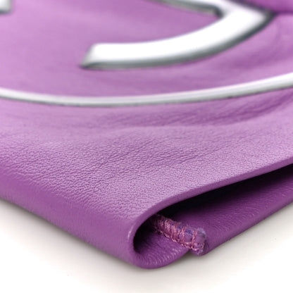 Chanel Lambskin CC Fingerless Gloves 7.5 Purple 6 of 9