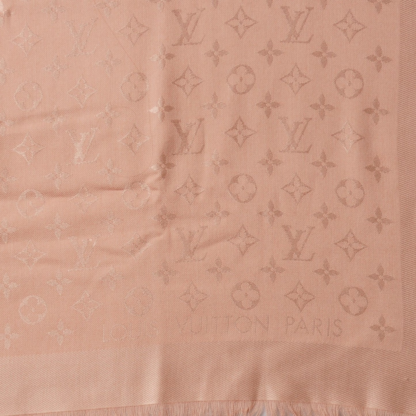 Silk Wool Monogram Shawl Rose