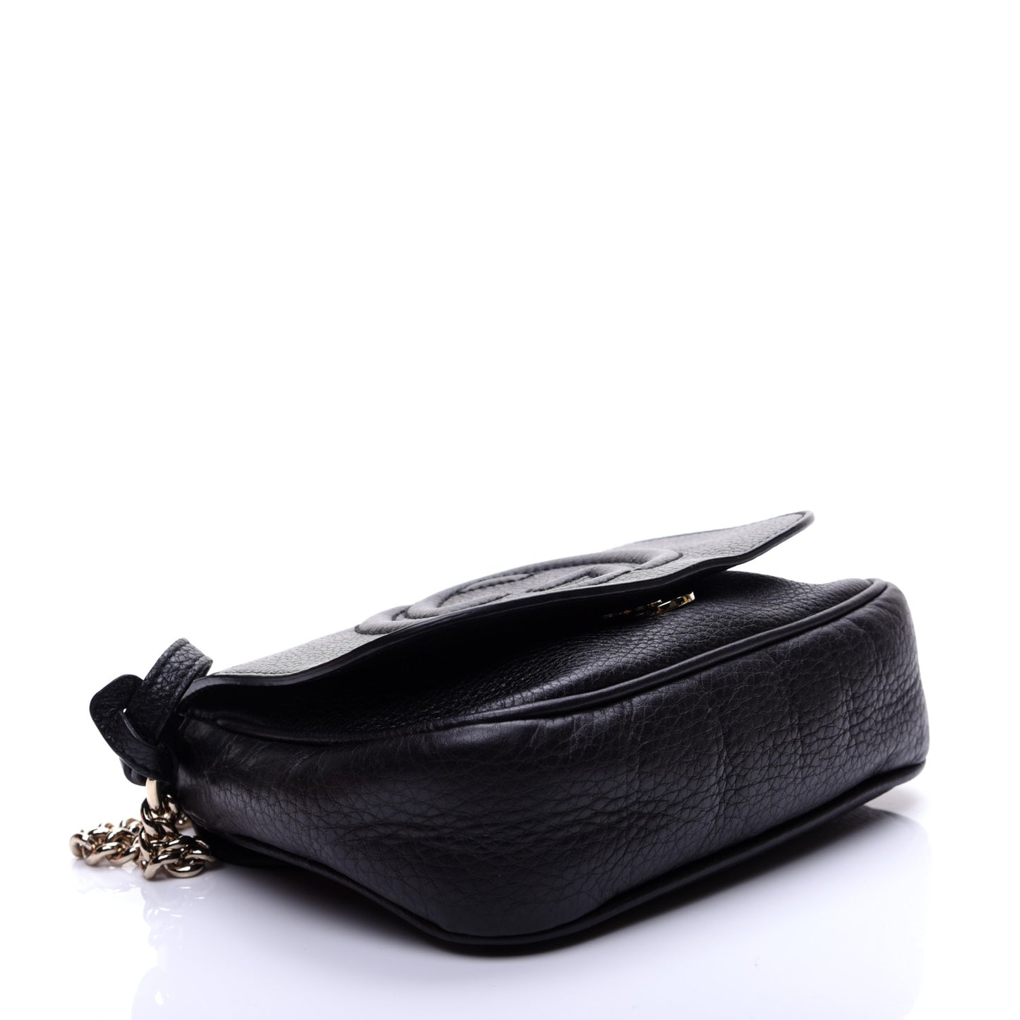Pebbled Calfskin Small Soho Flap Crossbody Black