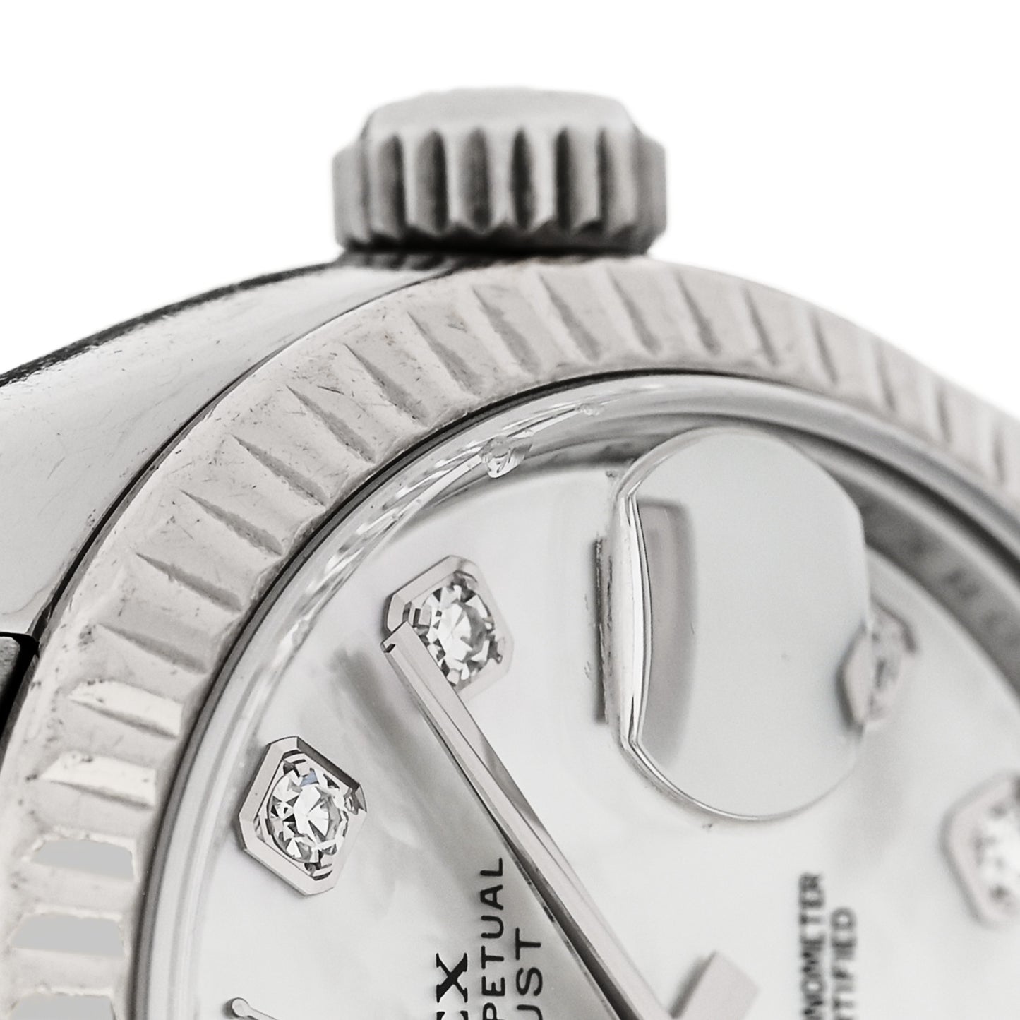 Stainless Steel 18K White Gold Diamond Mother of Pearl 26mm Oyster Perpetual Datejust Watch 179174