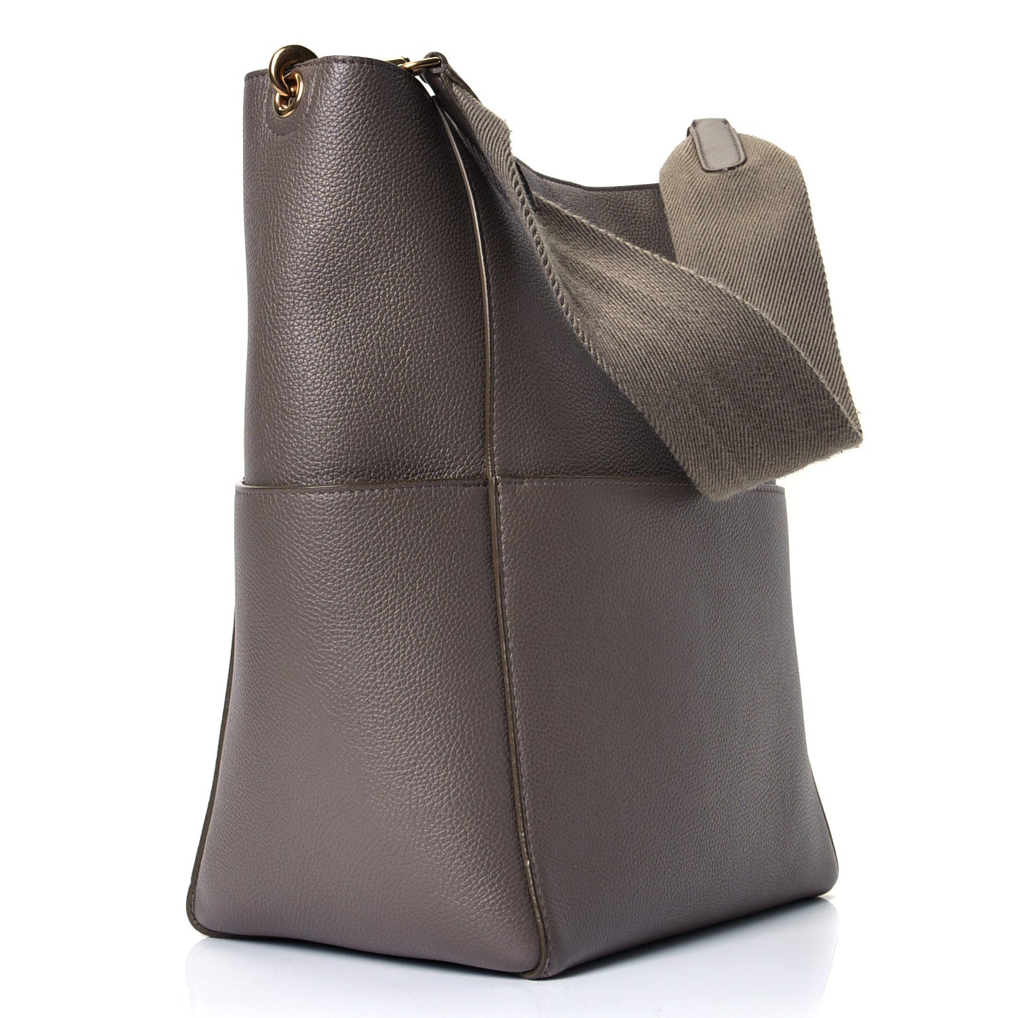 Soft Grained Calfskin Sangle Bucket Bag Taupe