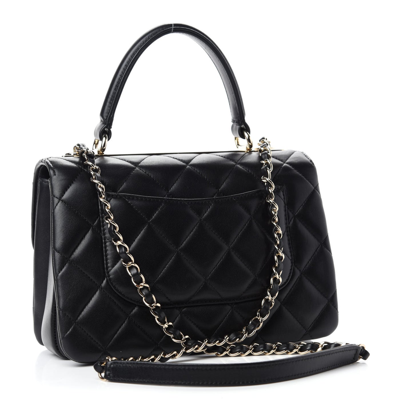 Lambskin Quilted Small Trendy CC Dual Handle Flap Bag Black