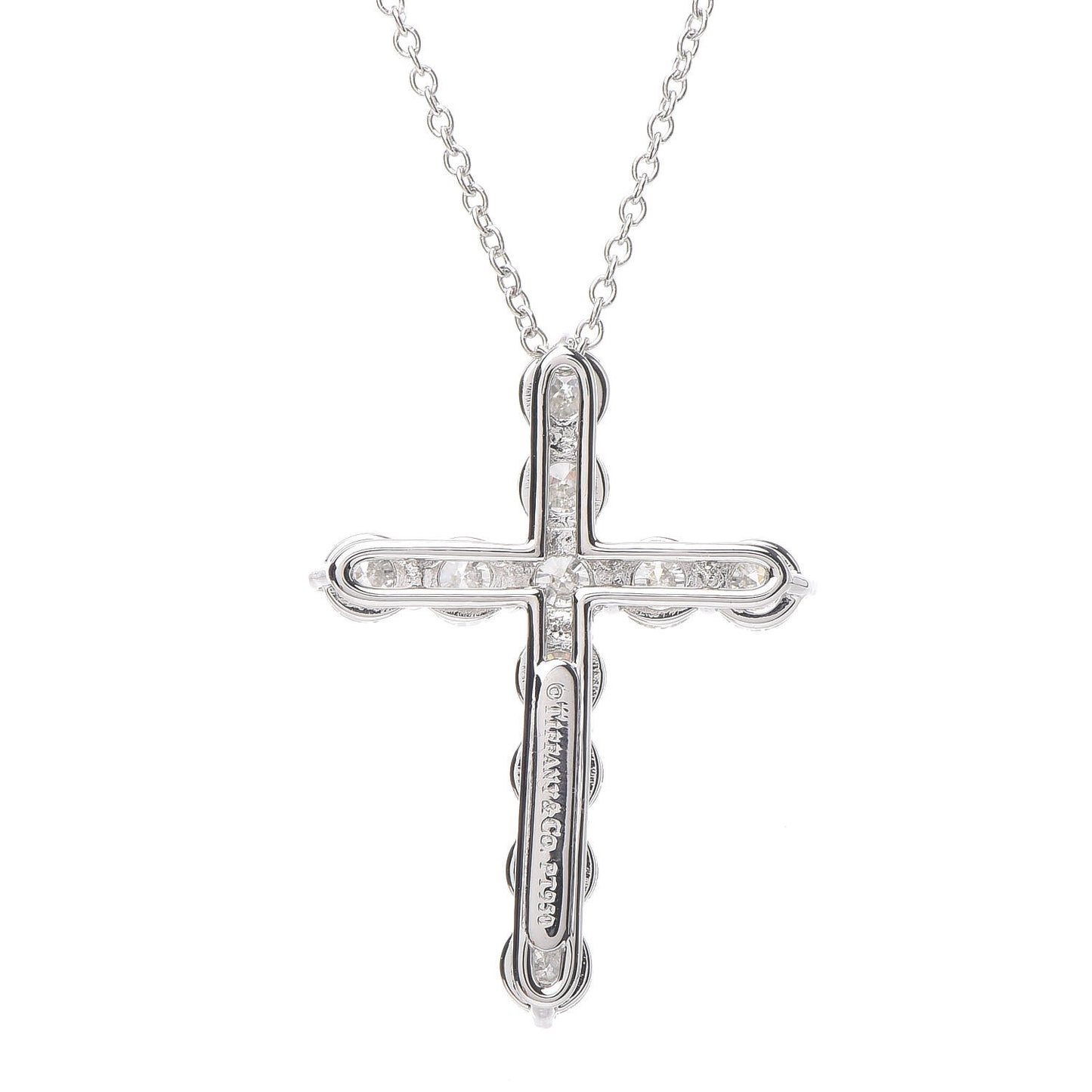 Platinum Diamond Large Cross Pendant Necklace