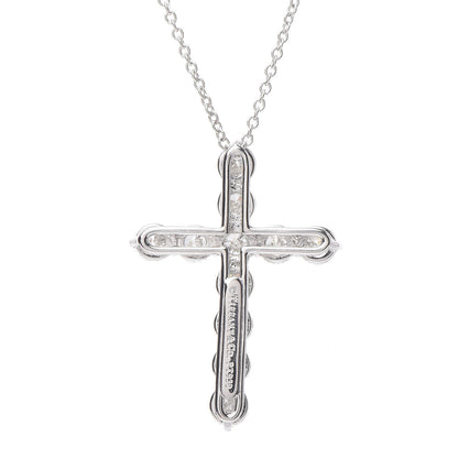 Tiffany Platinum Diamond Large Cross Pendant Necklace 5 of 8