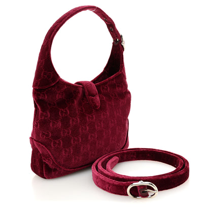 Gucci New Velvet Ashmir GG Monogram Small Jackie 1961 Hobo Red 3 of 10