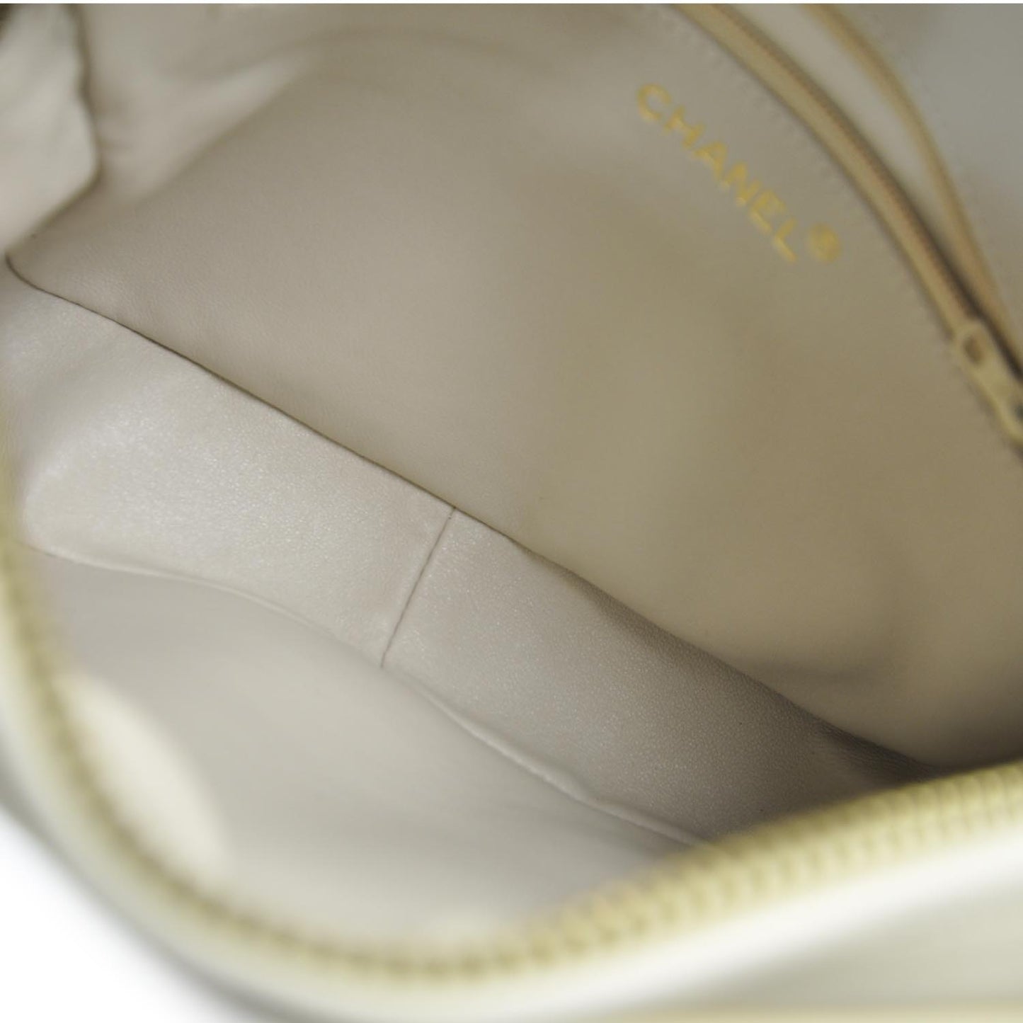 Lambskin Chevron Tassel Camera Case Beige