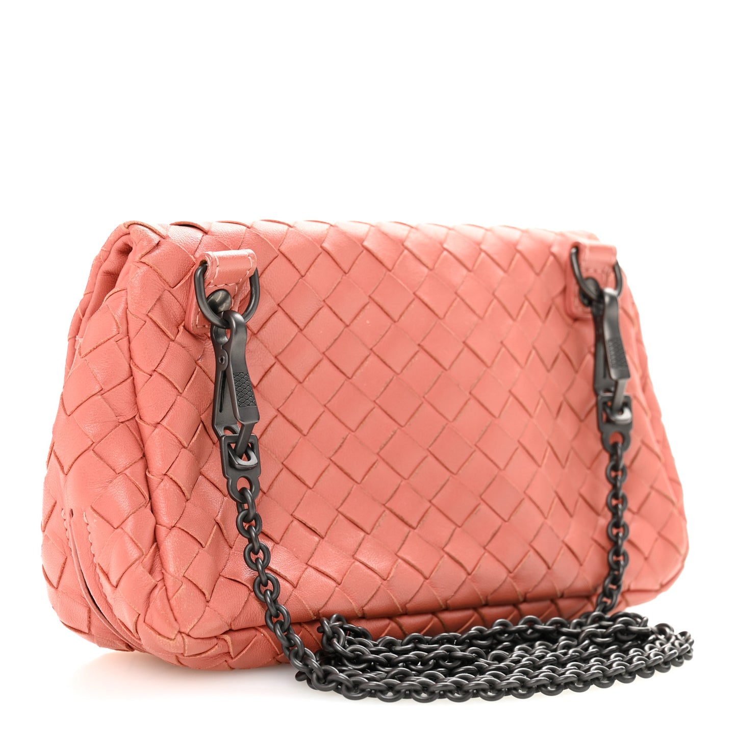 Nappa Intrecciato Small Chain Crossbody Peach