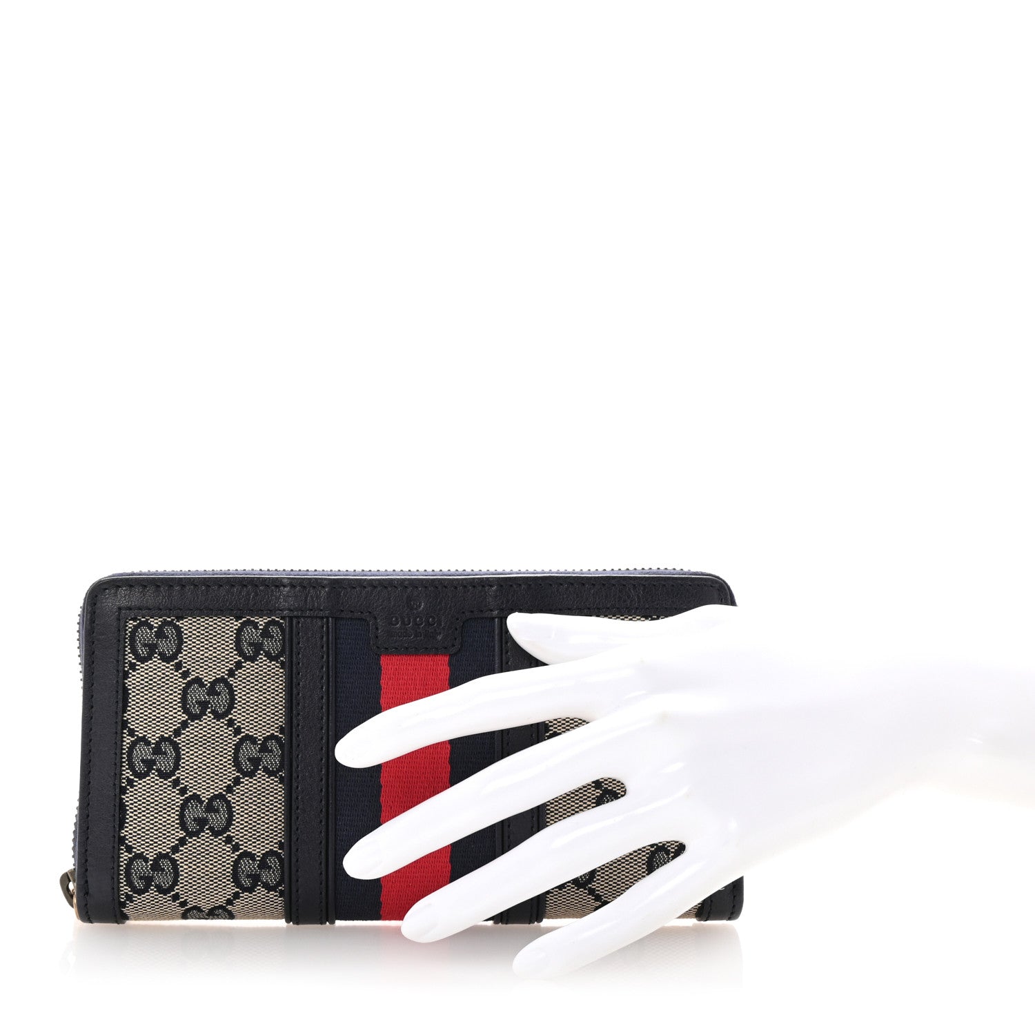 Gucci Monogram Web Rania Zip Around Wallet Navy 2 of 8