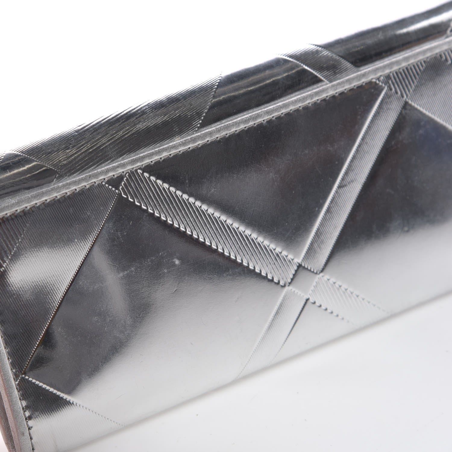 Burberry Metallic Calfskin Check Embossed Continental Wallet Silver 11 of 13