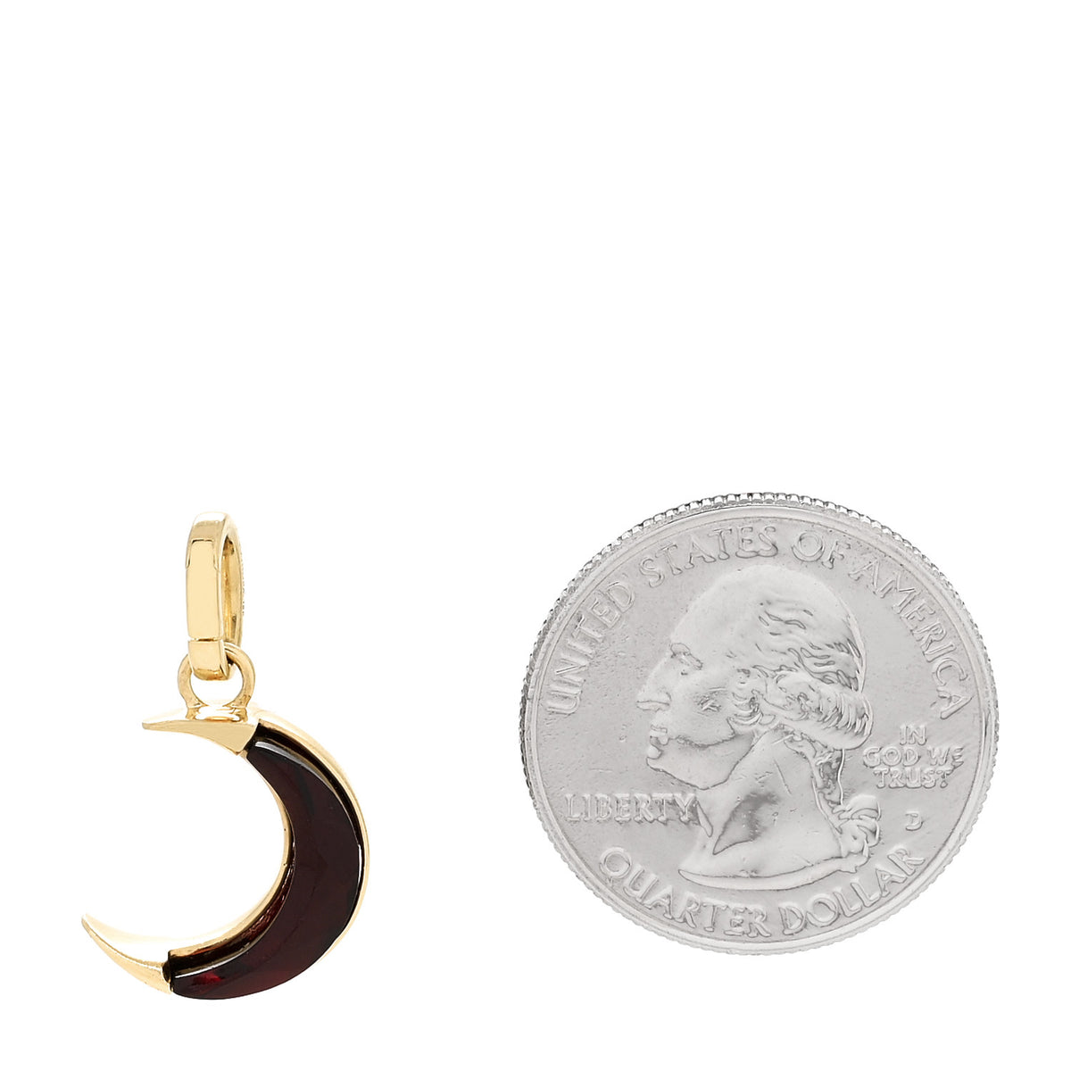 18K Yellow Gold Garnet Crescent Karma Medallion Pendant