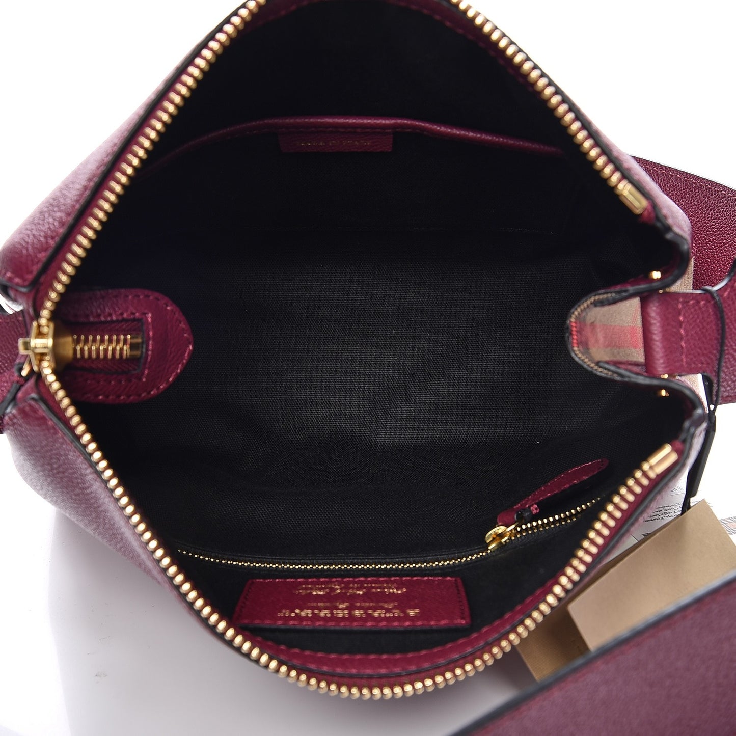 Soft Grain Calfskin House Check Small Helmsley Crossbody Dark Plum