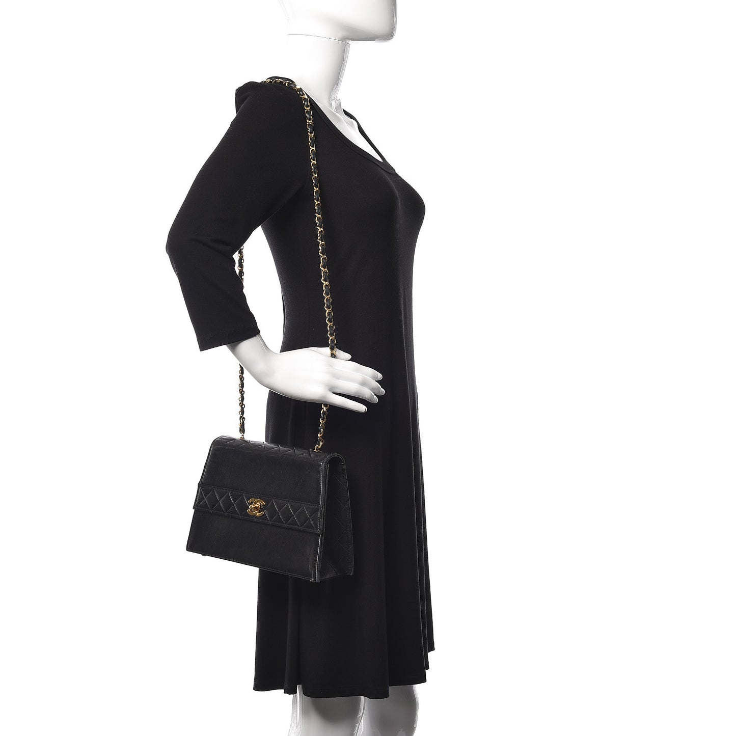 Lambskin Quilted Shoulder Flap Bag Black