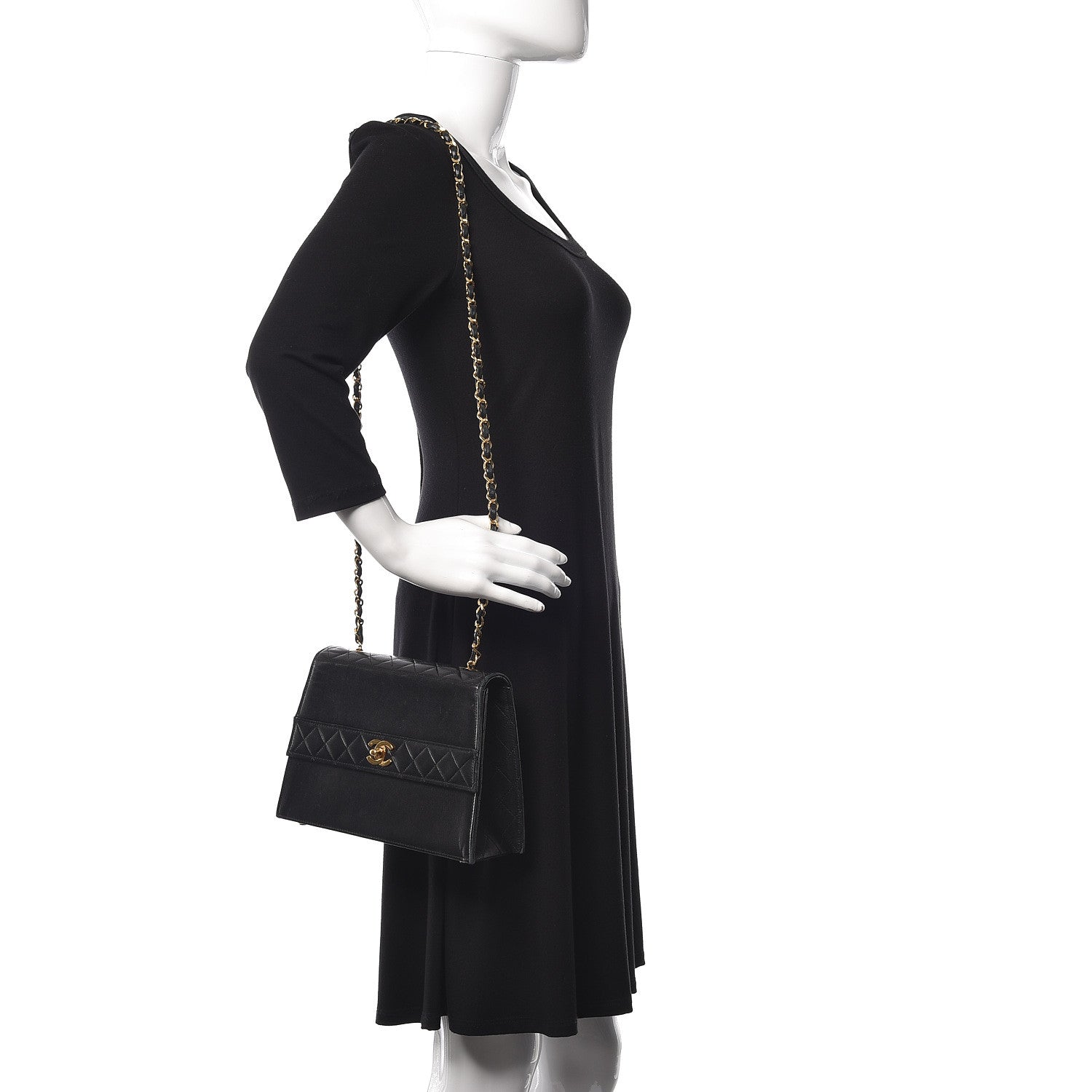 Chanel Lambskin Quilted Shoulder Flap Bag Black 2 of 34