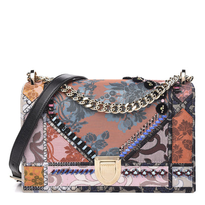 Christian Dior Jacquard Canvas Patchwork Embroidered Medium Diorama Flap Bag Multicolor 1 of 10