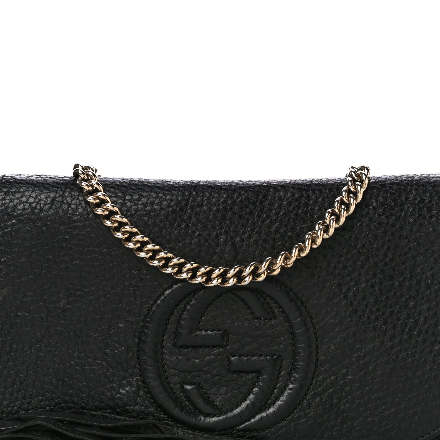 Pebbled Calfskin Medium Soho Flap Crossbody Black