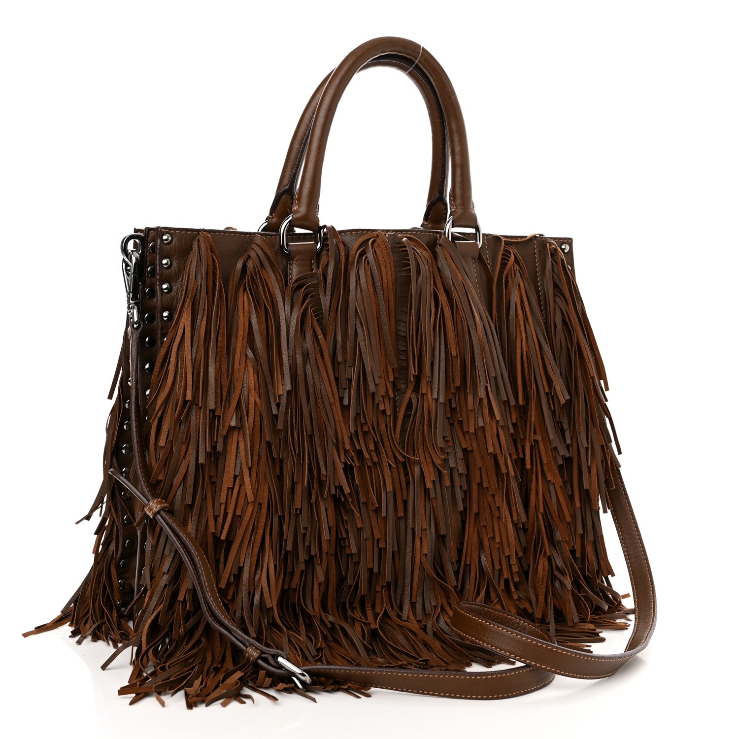 Prada Nappa Fringe Shopping Tote Noce 3 of 16