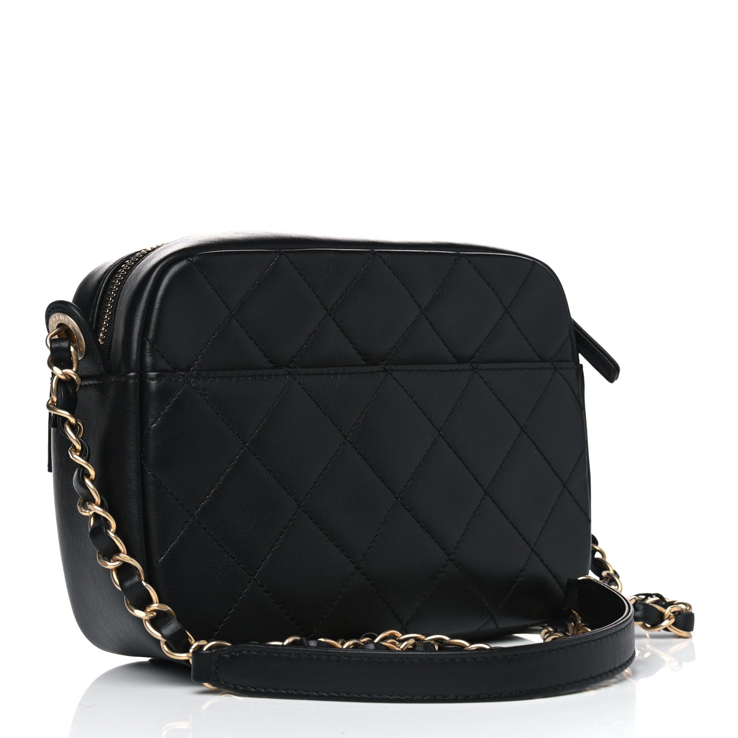 Calfskin Quilted Enchained Camera Case Bag Black