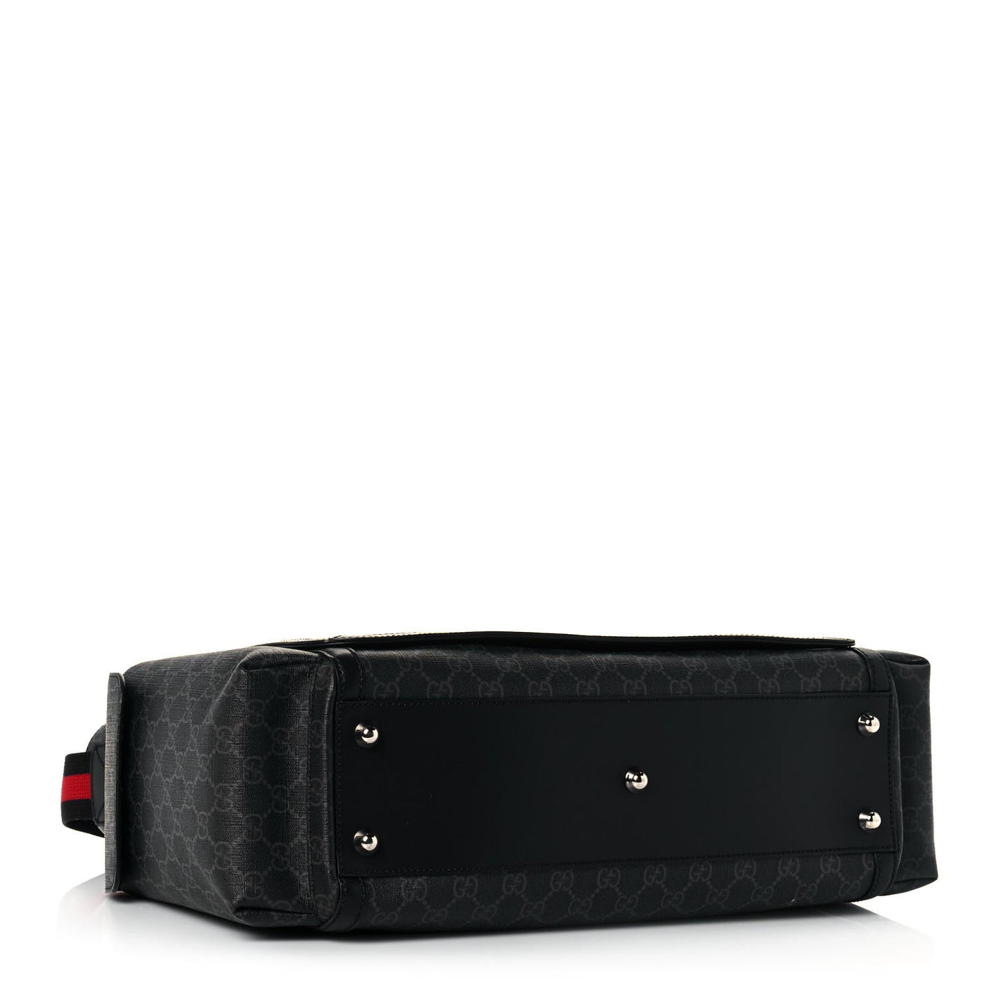 GG Supreme Monogram Web Messenger Diaper Bag Black Grey