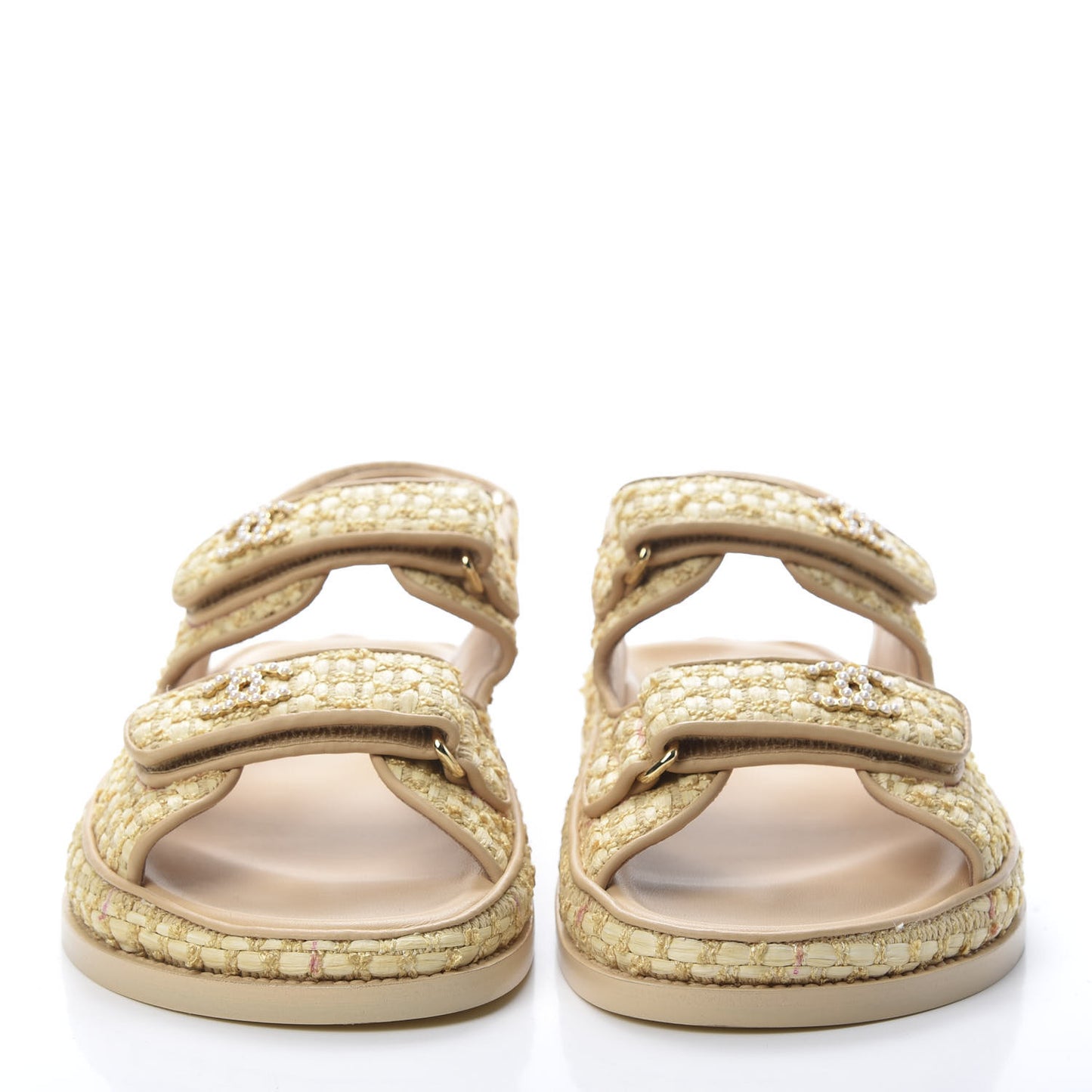 Braided Fabric Velcro Dad Sandals 39.5 Beige