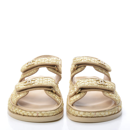 Chanel Braided Fabric Velcro Dad Sandals 39.5 Beige 2 of 12