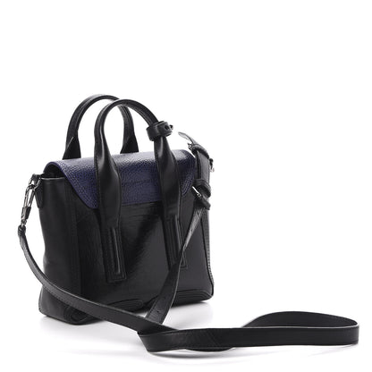 3.1 Phillip Lim 3.1 Textured Patent Calfskin Mini Pashli Satchel Black Blue 4 of 10