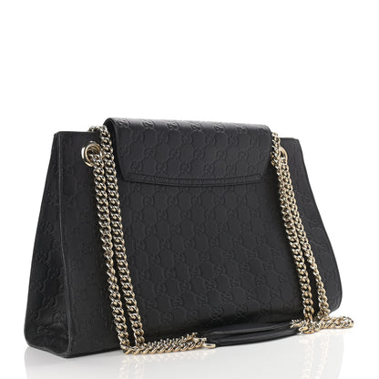 Gucci Guccissima Large Emily Chain Shoulder Bag Black 3 of 15