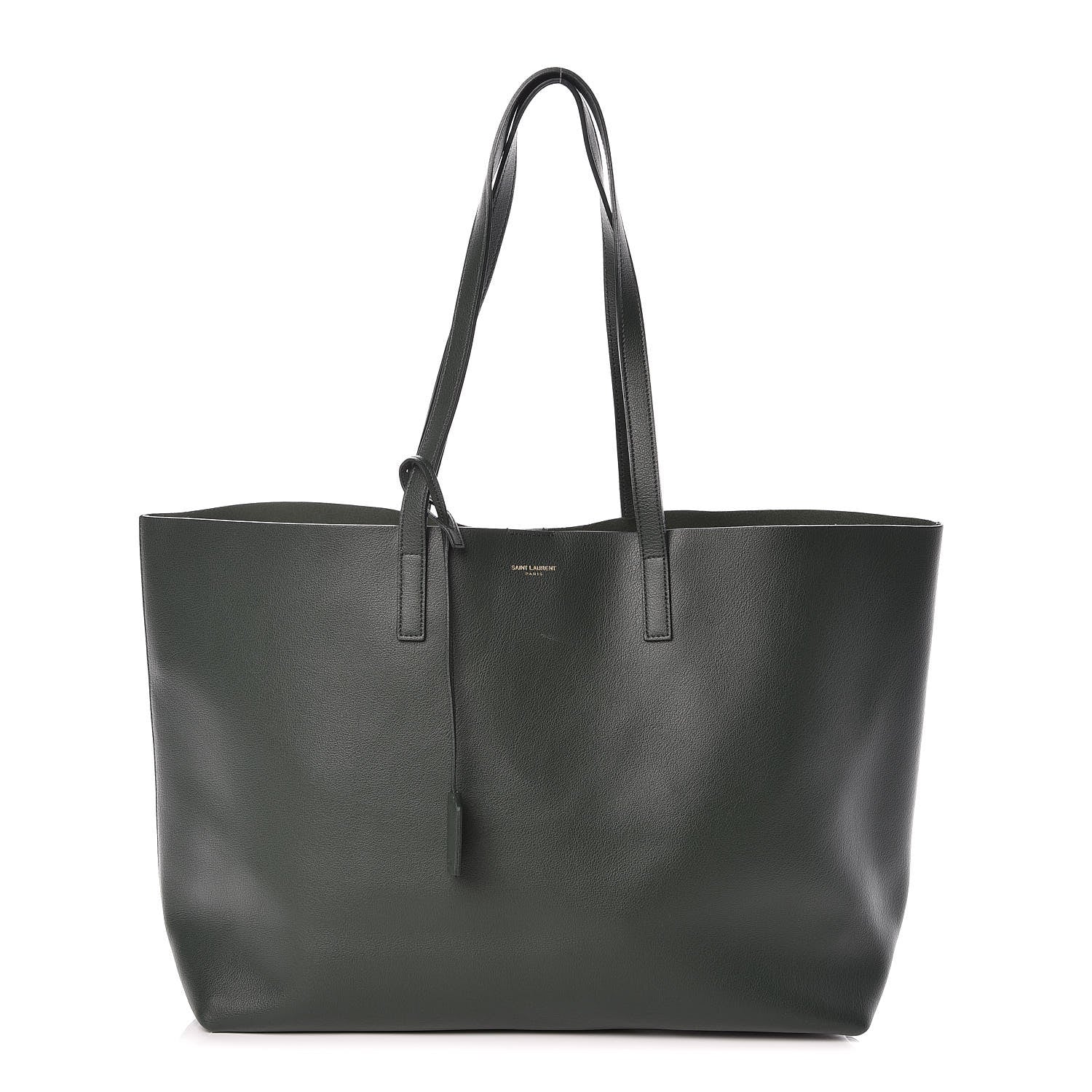 Saint Laurent Calfskin Large Shopping Tote Dark Green 1 of 11