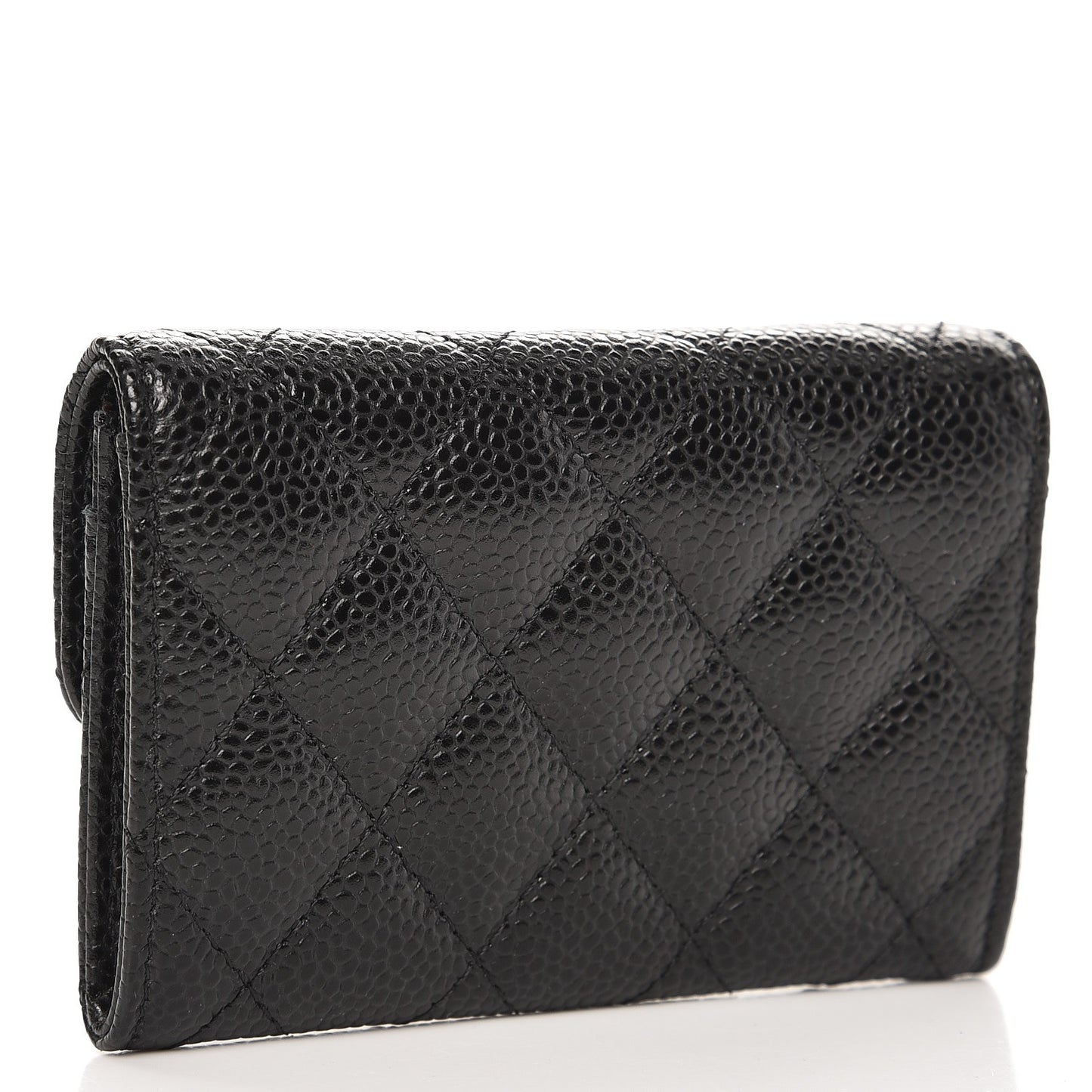 Caviar Quilted Flap Card Holder Black