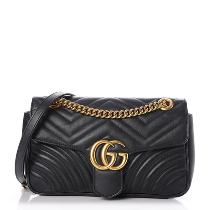 Gucci Calfskin Matelasse Small GG Marmont Shoulder Bag Black 1 of 7