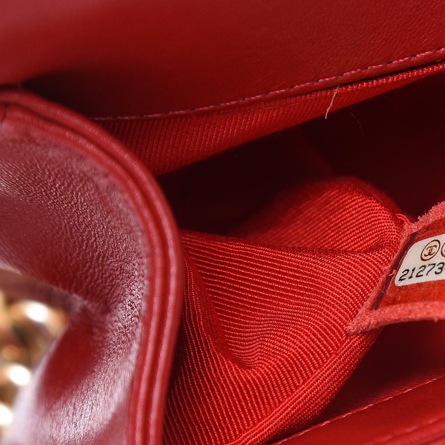 Lambskin Quilted Small Boy Flap Red