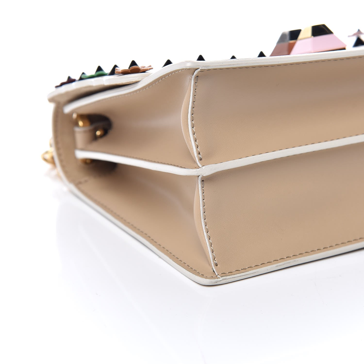 Fendi Calfskin Scalloped Studded Flower Small Kan I Shoulder Bag Amido Multicolor 12 of 13