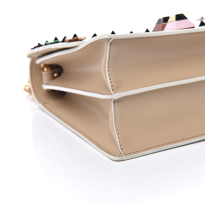 Fendi Calfskin Scalloped Studded Flower Small Kan I Shoulder Bag Amido Multicolor 12 of 13
