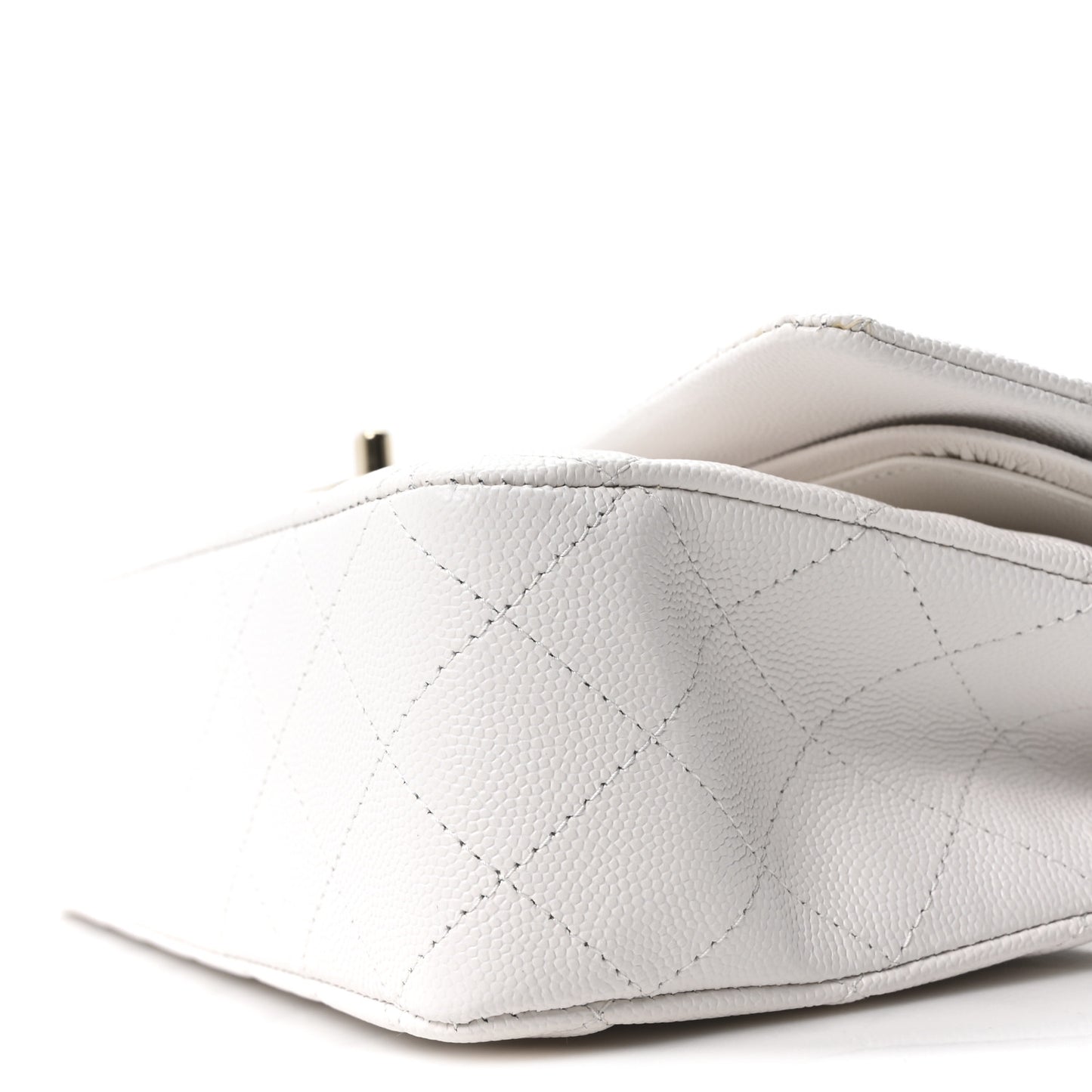 Caviar Quilted Medium Double Flap White