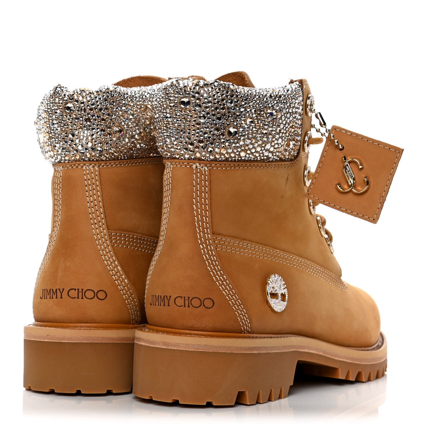 X TIMBERLAND Nubuck Swarovski Crystal Womens Ankle Boots 8 Wheat