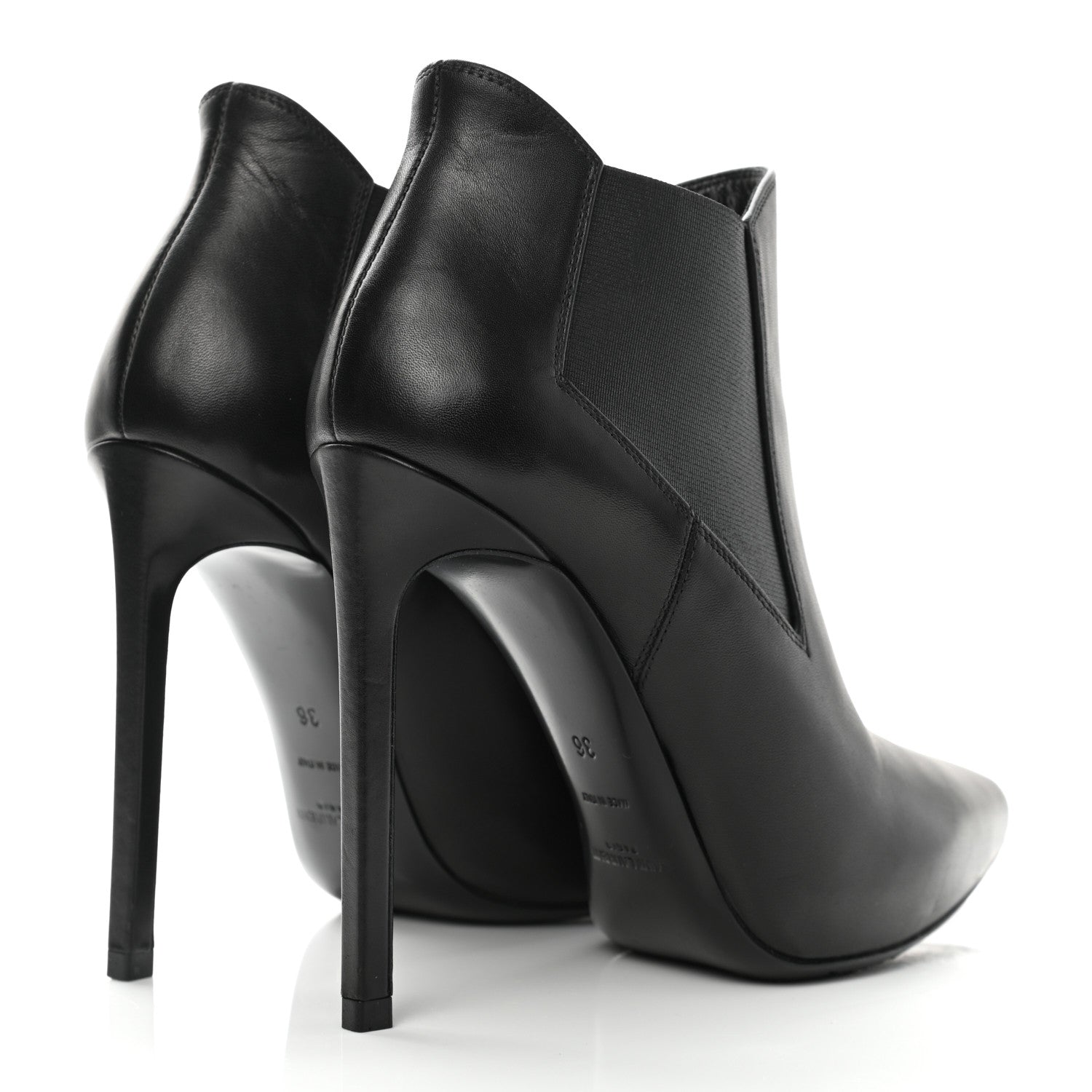 Saint Laurent Calfskin Classic Paris Ela 110 Ankle Boots 36 Black 4 of 9