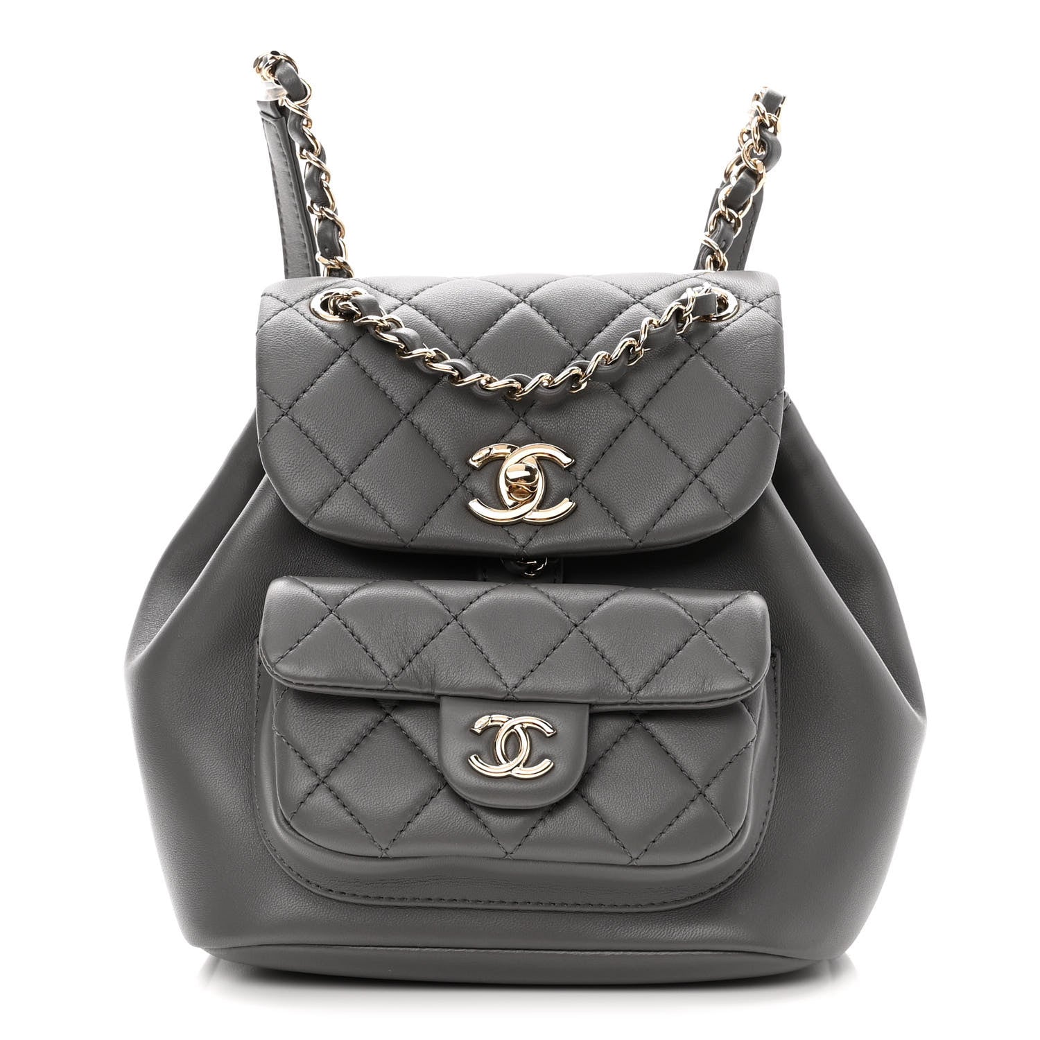 Chanel Lambskin Quilted Small Duma Drawstring Backpack Grey 1 of 10